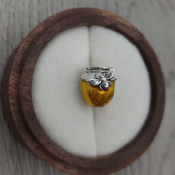 925 Sterling Silver Honey Pot Bumble Bee Charm - Picture 5 of 8